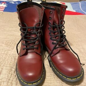 Dr. Martens Cherry Red Boots with Black Laces